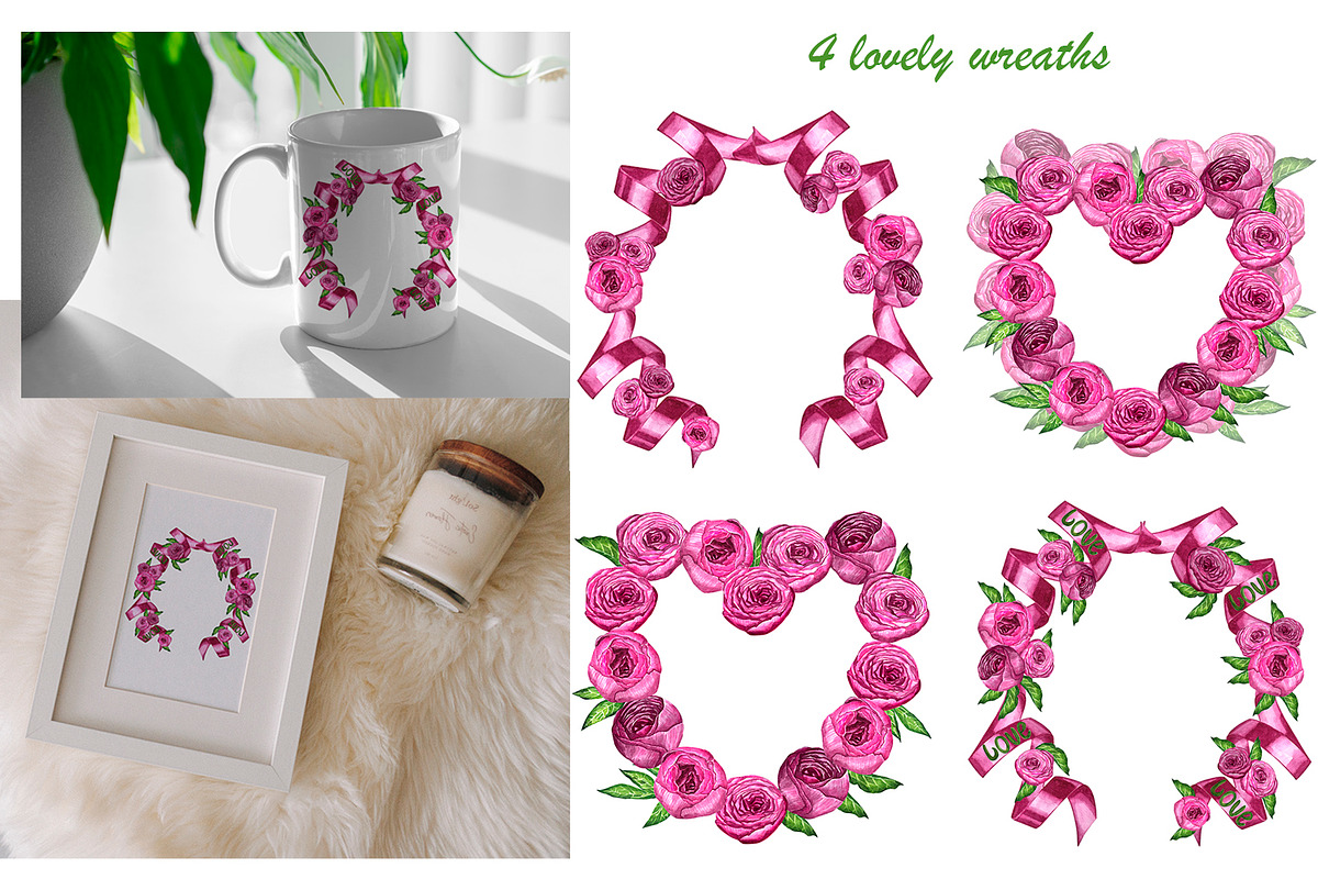 Watercolor peonies and hands clipart, a Person Illustration by Fresh art by Larysa (Photo 3 of 7)