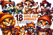 Cute autumn animals clipart, an Animal Illustration by AnetArtStore (Thumbnail 1 of 7)