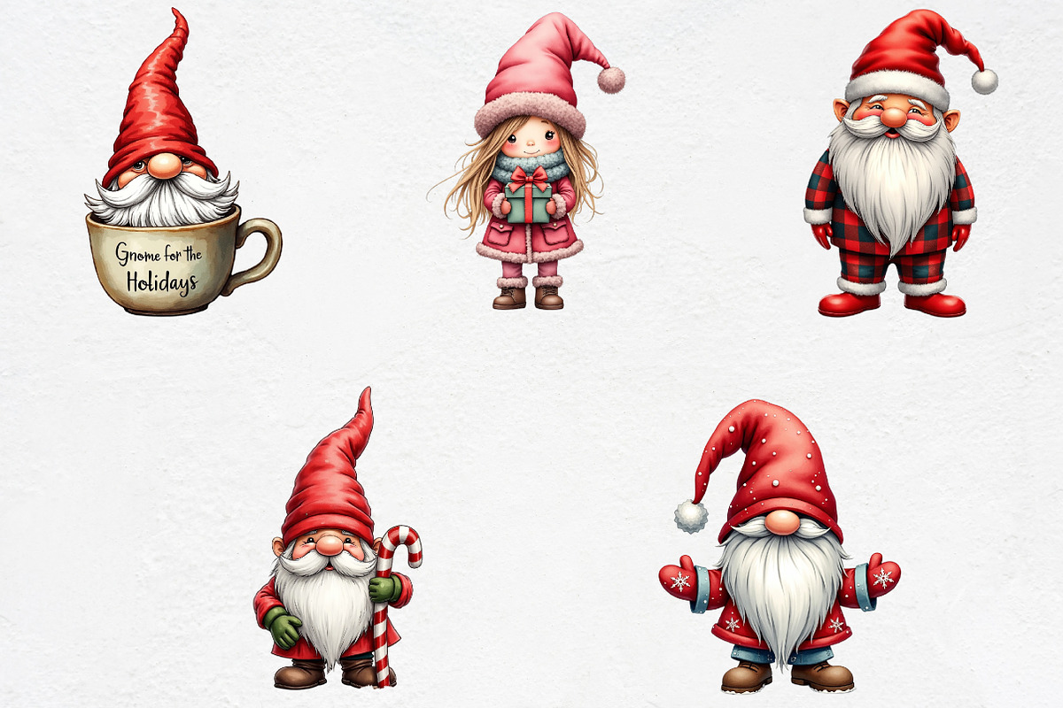 Watercolor Christmas Gnome Sublimati, an Illustration by CrexoraLab (Photo 2 of 5)