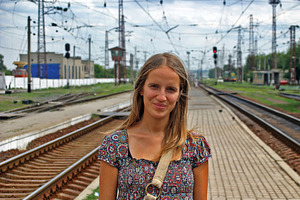 Young woman as a passenger, a Photo by saiko3p