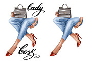 Lady boss clipart, Legs in jeans png, a Work Illustration by KupalinaArt (Thumbnail 3 of 8)