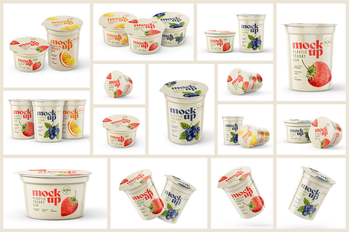Yogurt Cup Mockup Set | Packaging, a Cups & Container Mockup by Deeplab (Photo 2 of 19)