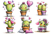 Whimsical Cactus Valentine's Day, an Illustration by Pixels.Craft (Thumbnail 5 of 5)