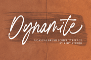 Dynamite - Casual Brush Script, a Script Font by RedyStudio (Thumbnail 1 of 10)