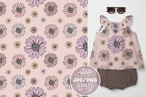 Retro Daisies Seamless Pattern