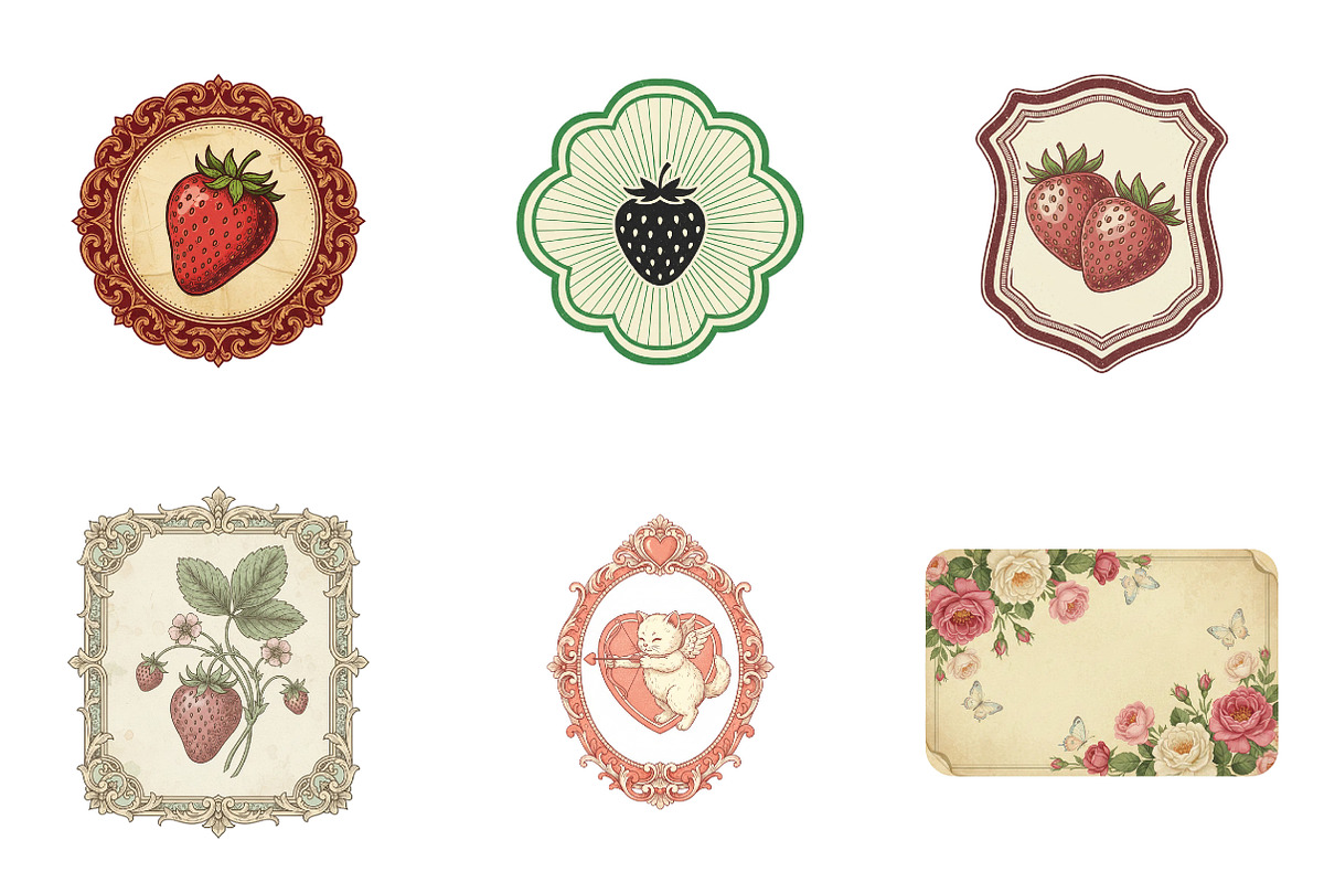 Vintage Strawberry Label Printable, an Illustration by SinaCreation (Photo 4 of 6)