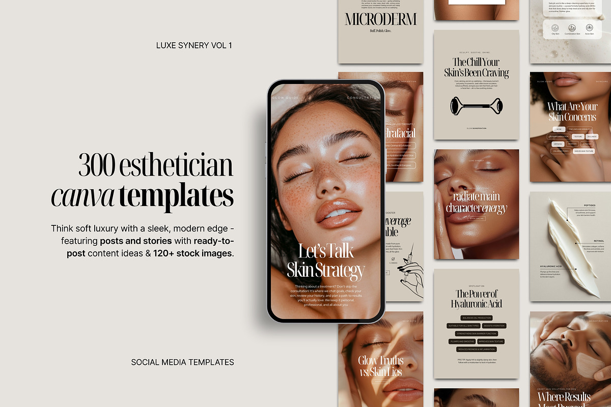 300 Esthetician Instagram Templates, a Social Media Template by COCO Designs (Photo 1 of 21)