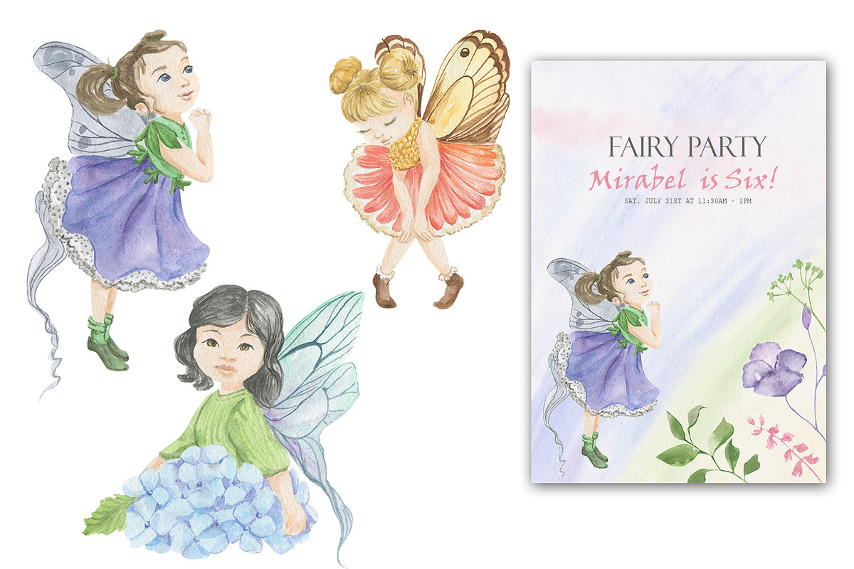 Flower fairies. watercolor set, an Illustration by Love Watercolor Store (Photo 2 of 8)