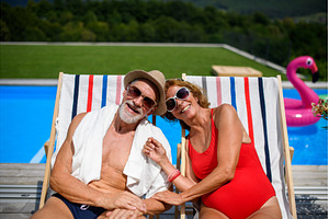 Beautiful elderly couple enjoying, a Nature Photo by HalfPoint