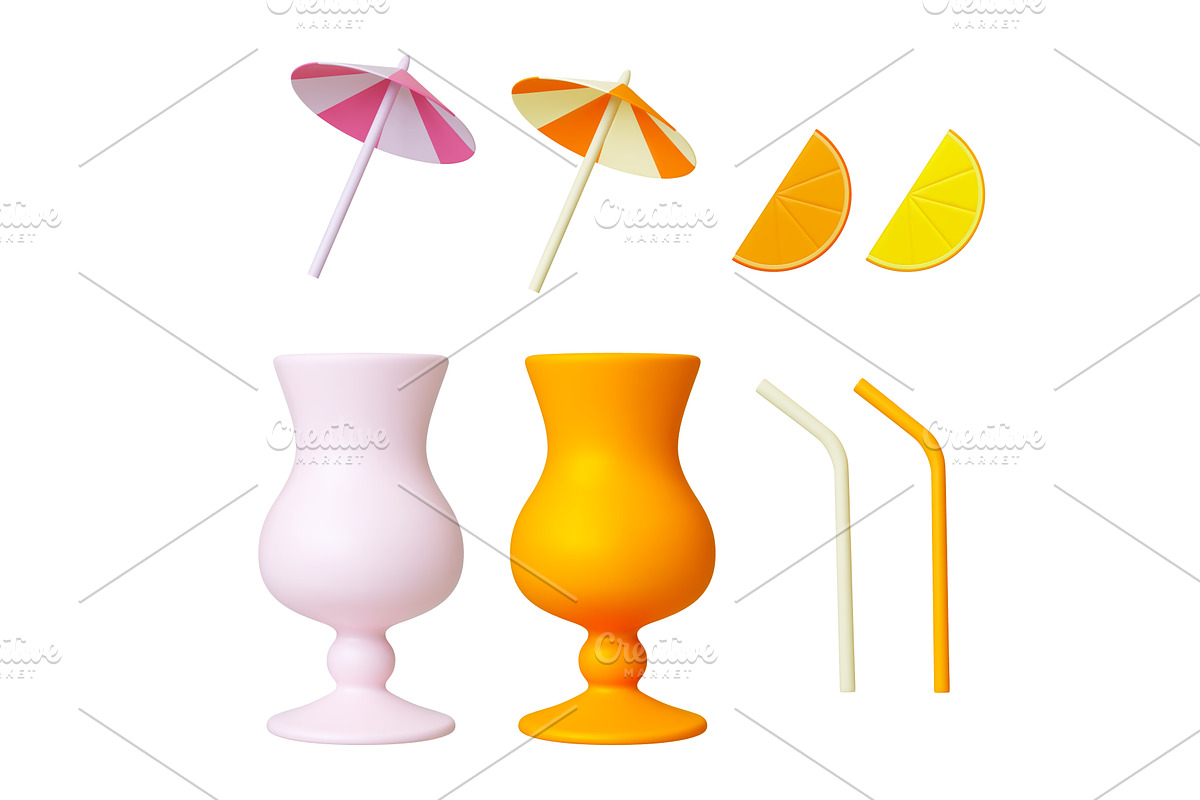 Cocktail 3d accessories. Isolated, a Food Illustration by Valerie Bodnar
