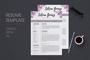Purple Floral Cv template, a Resume Template by Emaholic Template (Thumbnail 1 of 4)