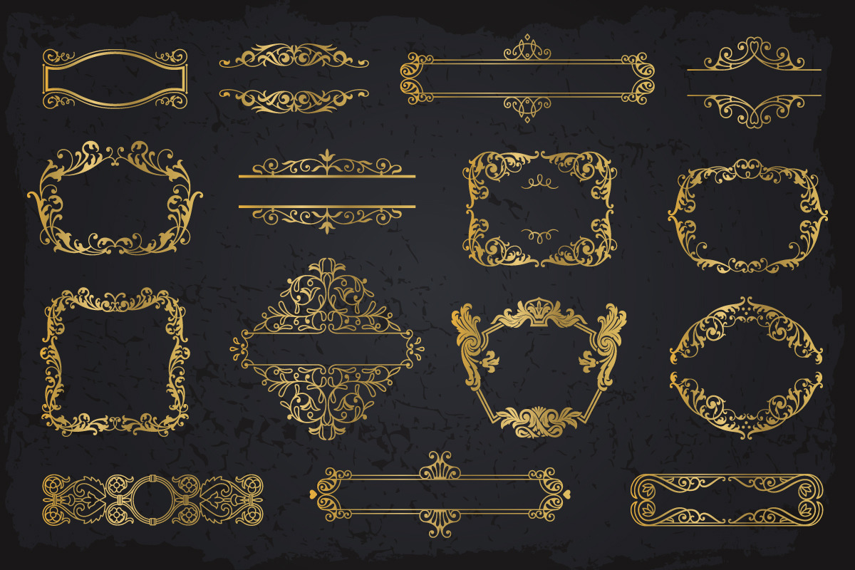 15 Golden Frames Backgrounds Set #1, an Object Graphic by Digiselector Design Goods (Photo 3 of 5)