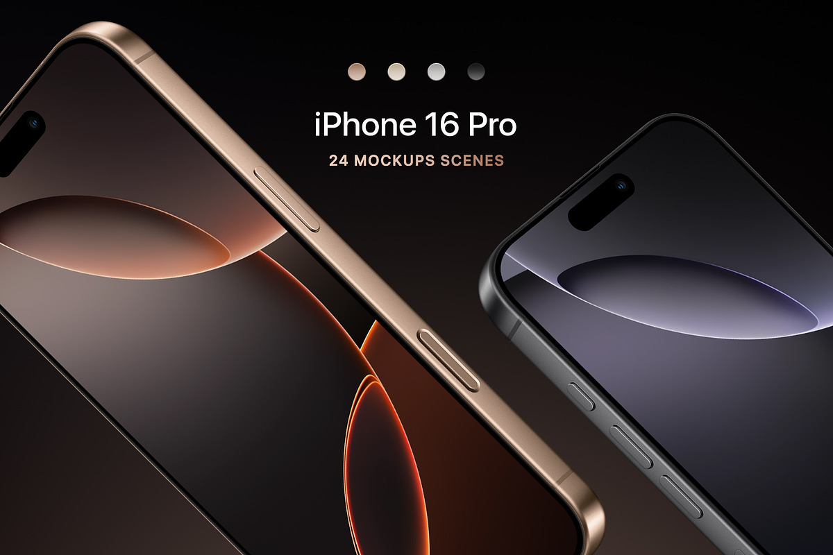 iPhone 16 Pro - 24 Mockups Scenes, an iPhone Mockup by Asylab (Photo 1 of 58)