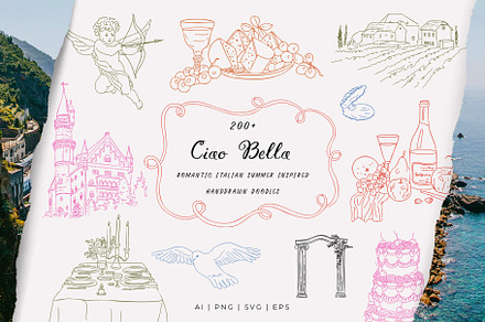 Ciao Bella Whimsical Wedding Doodles, a Graphic by SunnyAfternoons