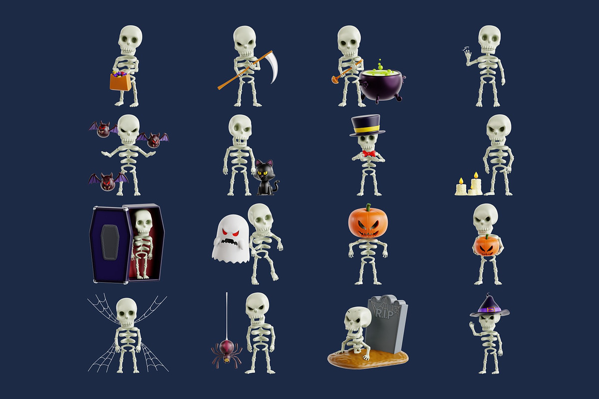 Skeleton 3D Icon Set, an Object 3D Model by Eklip Studio (Photo 2 of 2)