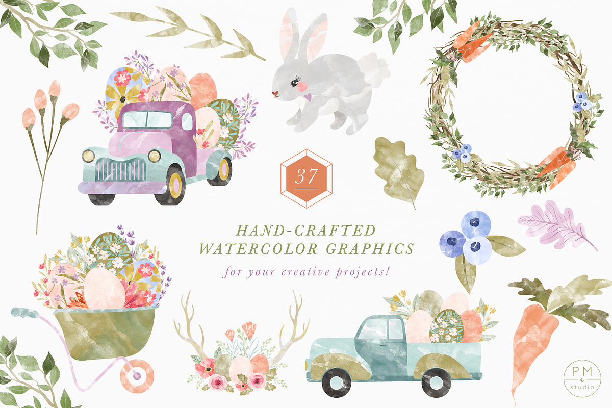Rustic Spring: Easter Watercolors, an Illustration by PetiteMarket (Photo 2 of 4)