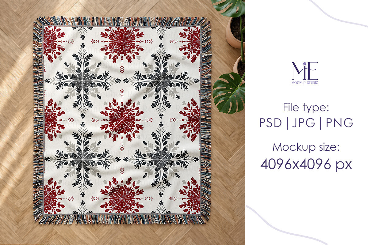 Woven Throw Blanket POD Mockup Canva, a Household Mockup by Mie Mockup Studio (Photo 5 of 10)