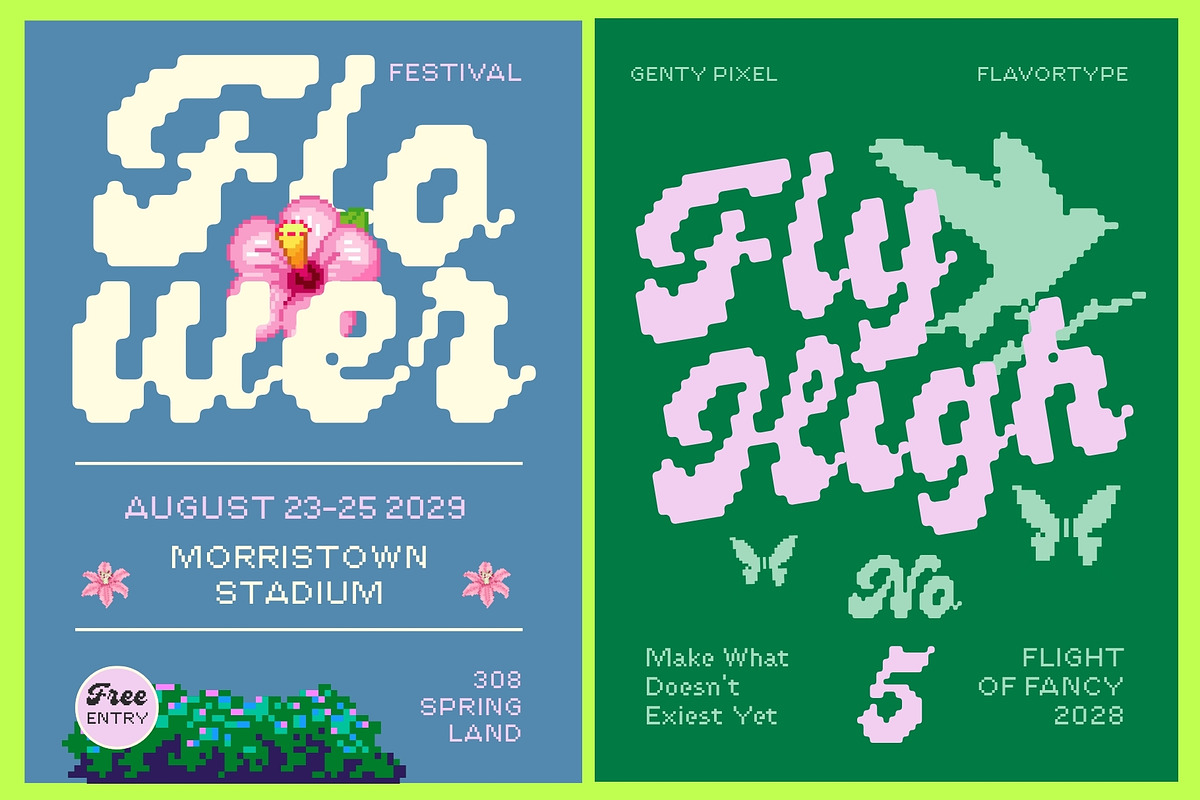 Genty - Pixel Edition, a Script Font by Flavortype (Photo 3 of 18)