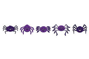 Cute purple spider with big eyes and, an Animal Illustration by skripnikbb