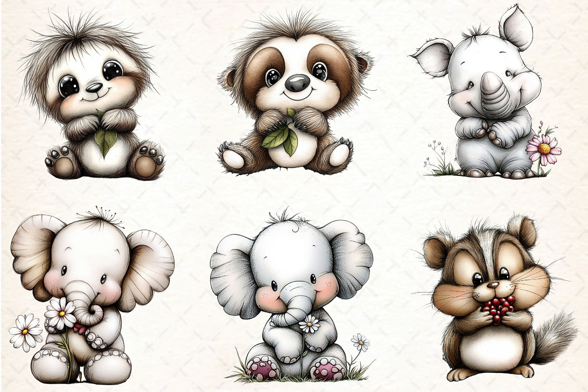 Baby Animal PNG Clipart Bundle, an Illustration by DreamCafeArt (Photo 5 of 8)
