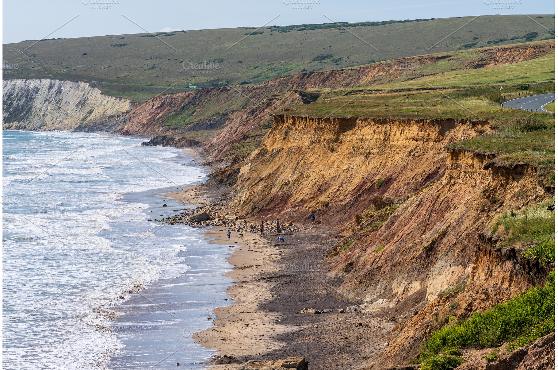 Eroding cliffs into the ocean in, a Nature Photo by Backyard Stock