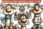 Whimsical Funny Reindeer Clipart, an Illustration by Libby Wishes (Thumbnail 1 of 7)