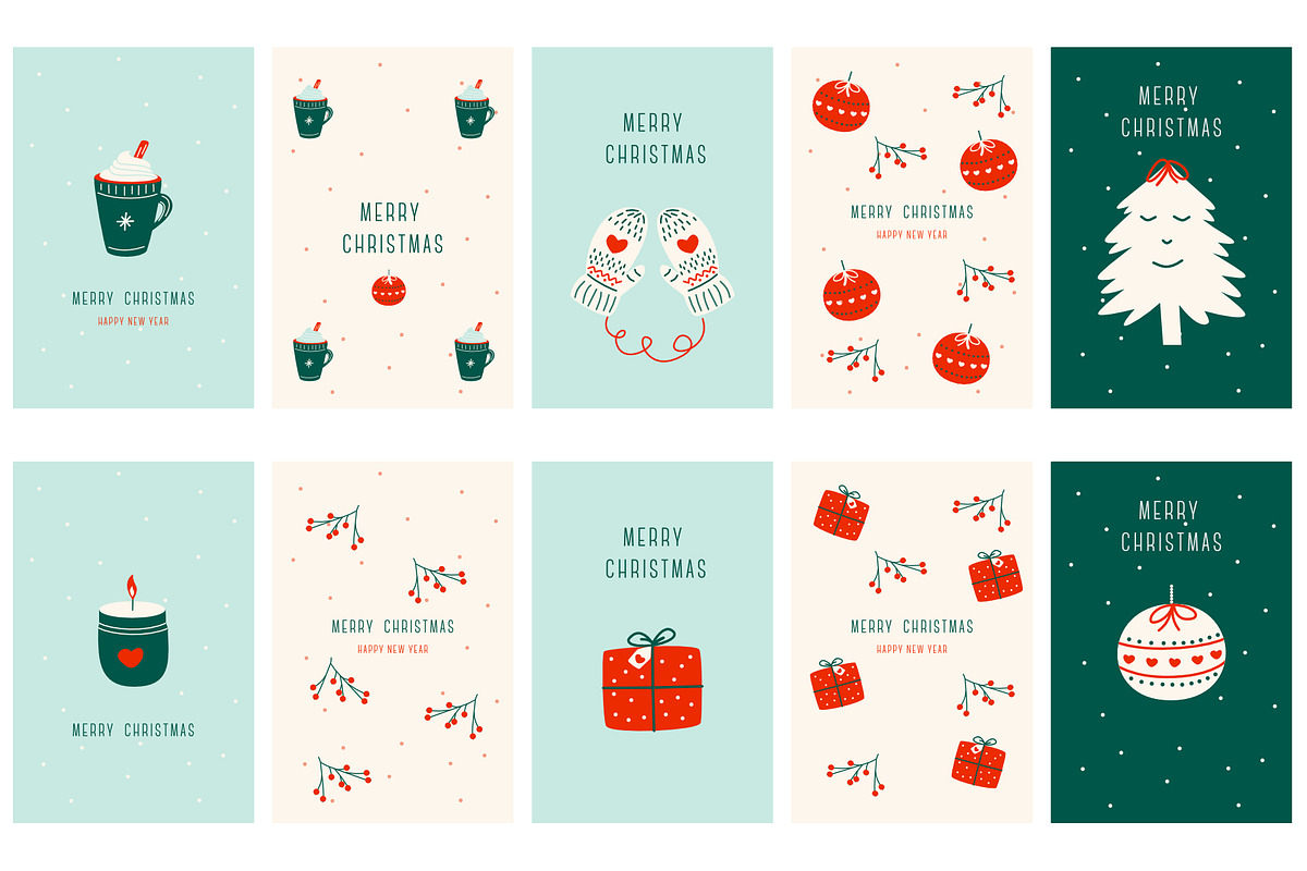 Set Christmas cards vector, a Graphic by MM Studio