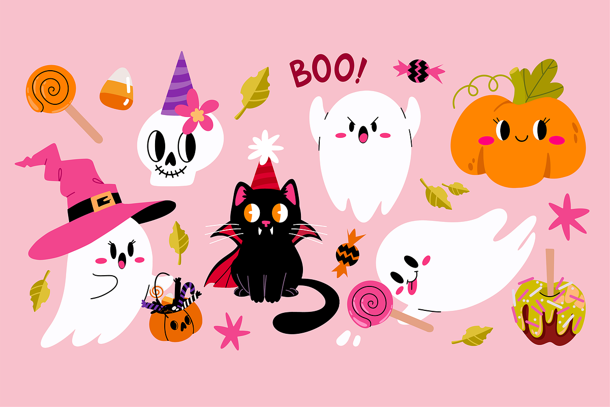 Cute HALLOWEEN clip art, a Seasonal Illustration by UnaAnya (Photo 2 of 5)