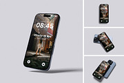 iPhone 15 Pro Mockup, an iPhone Mockup by Pikachudesign (Thumbnail 1 of 5)