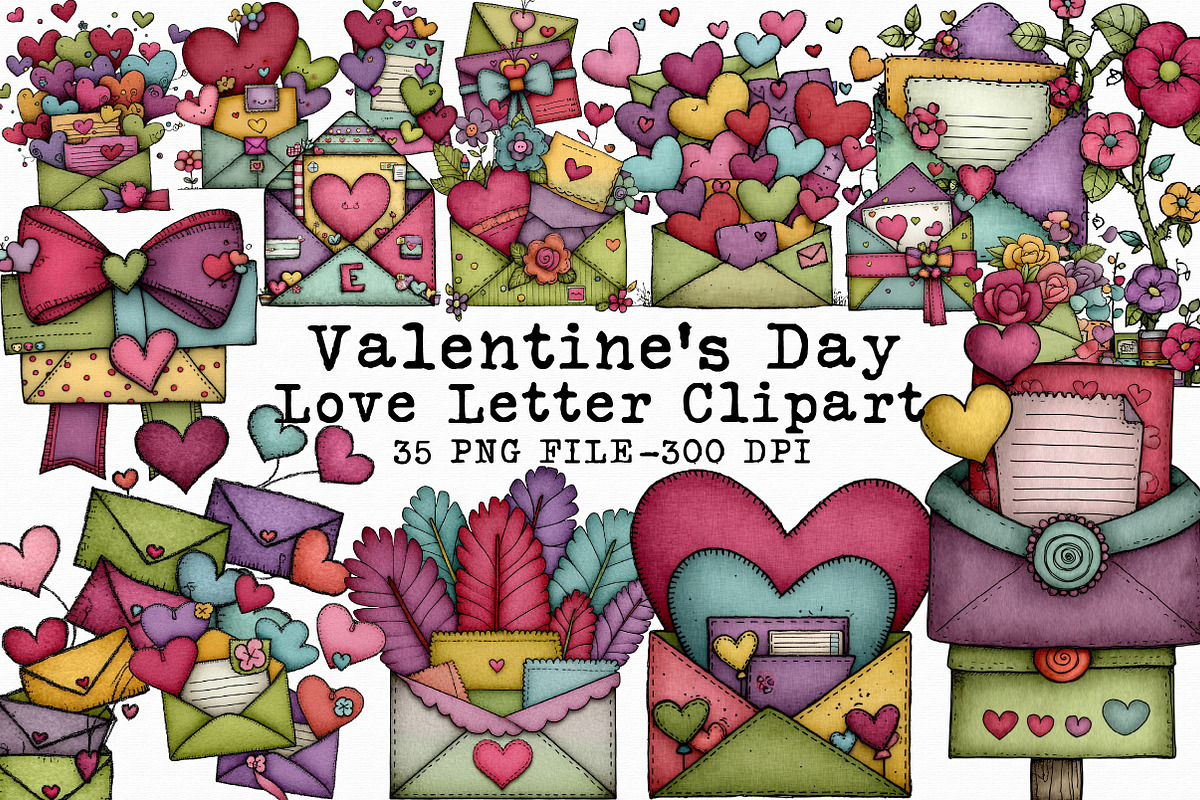 Valentine's Day Love Letter Clipart, an Illustration by Libby Wishes (Photo 1 of 7)