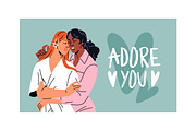Diverse couples kiss, hug set, cards, a Person Illustration by PaperTrident (Thumbnail 14 of 14)