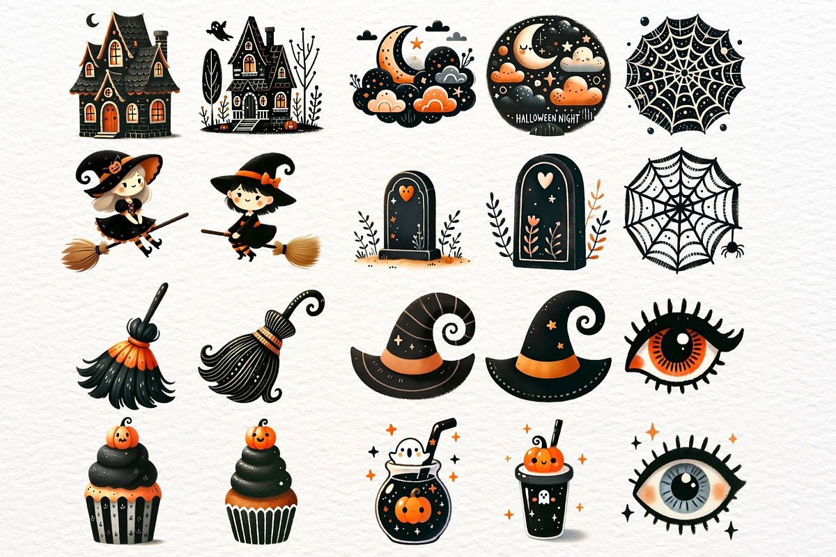 Cute Watercolor Orange Halloween PNG, a Seasonal Illustration by Nicolle's Colorful Art (Photo 4 of 6)