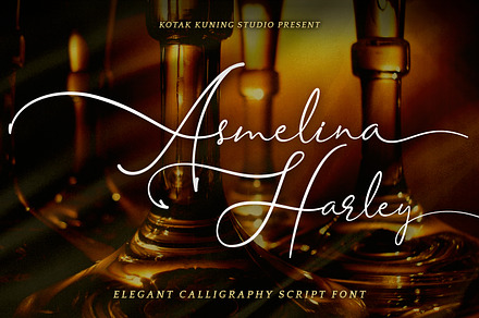 Asmelina Harley Script, a Script Font by Kotak Kuning Studio