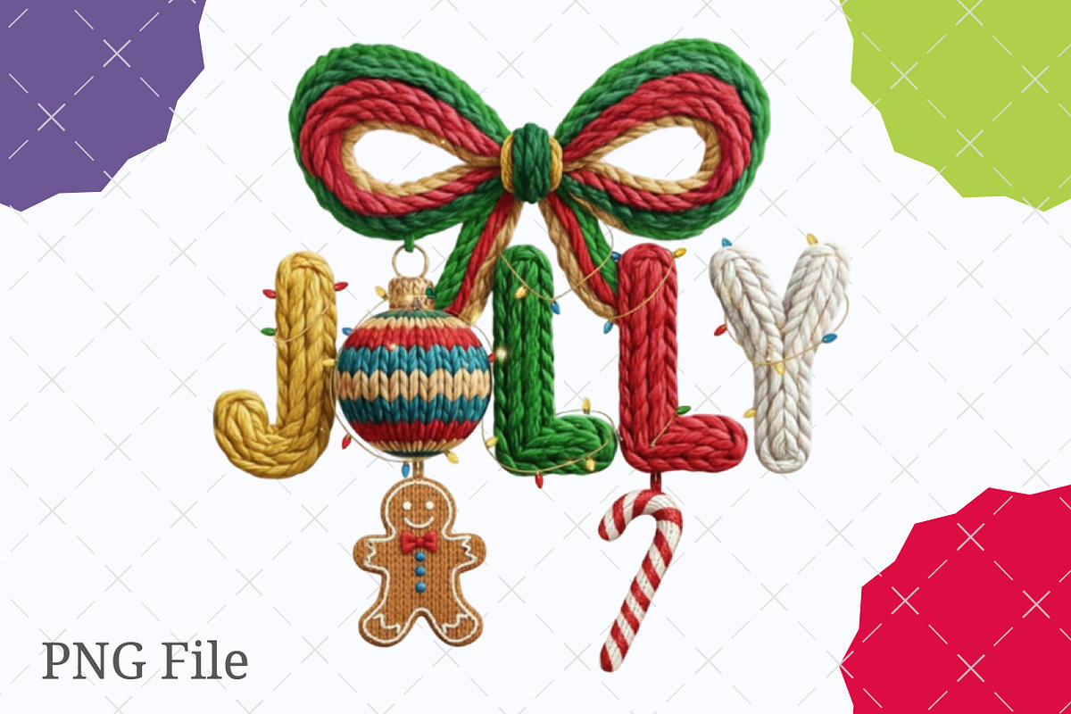 Faux Yarn Christmas Png Holly Jolly, an Illustration by designcity5 (Photo 3 of 8)