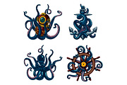 Octopus Vector Pack, an Animal Illustration by ne2pi (Thumbnail 3 of 5)