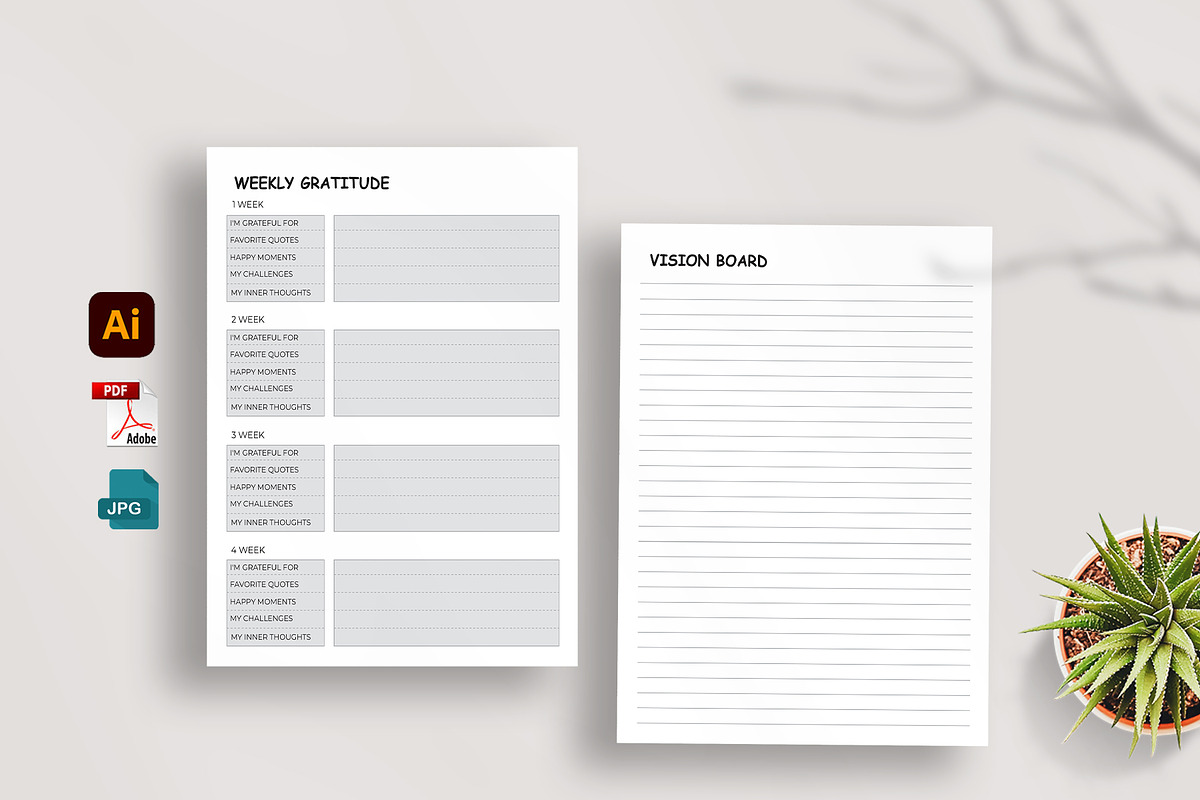 Editable Weekly Gratitude Journal, a Stationery Template by Mazharul Islam (Photo 1 of 4)