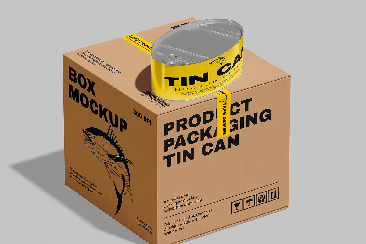 Box and Tin Can Mockup, a Packaging Mockup by Unerispace (Photo 5 of 5)