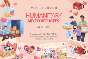 Humanity aid to Refugees Watercolor, a Person Illustration by CreativeValuation
