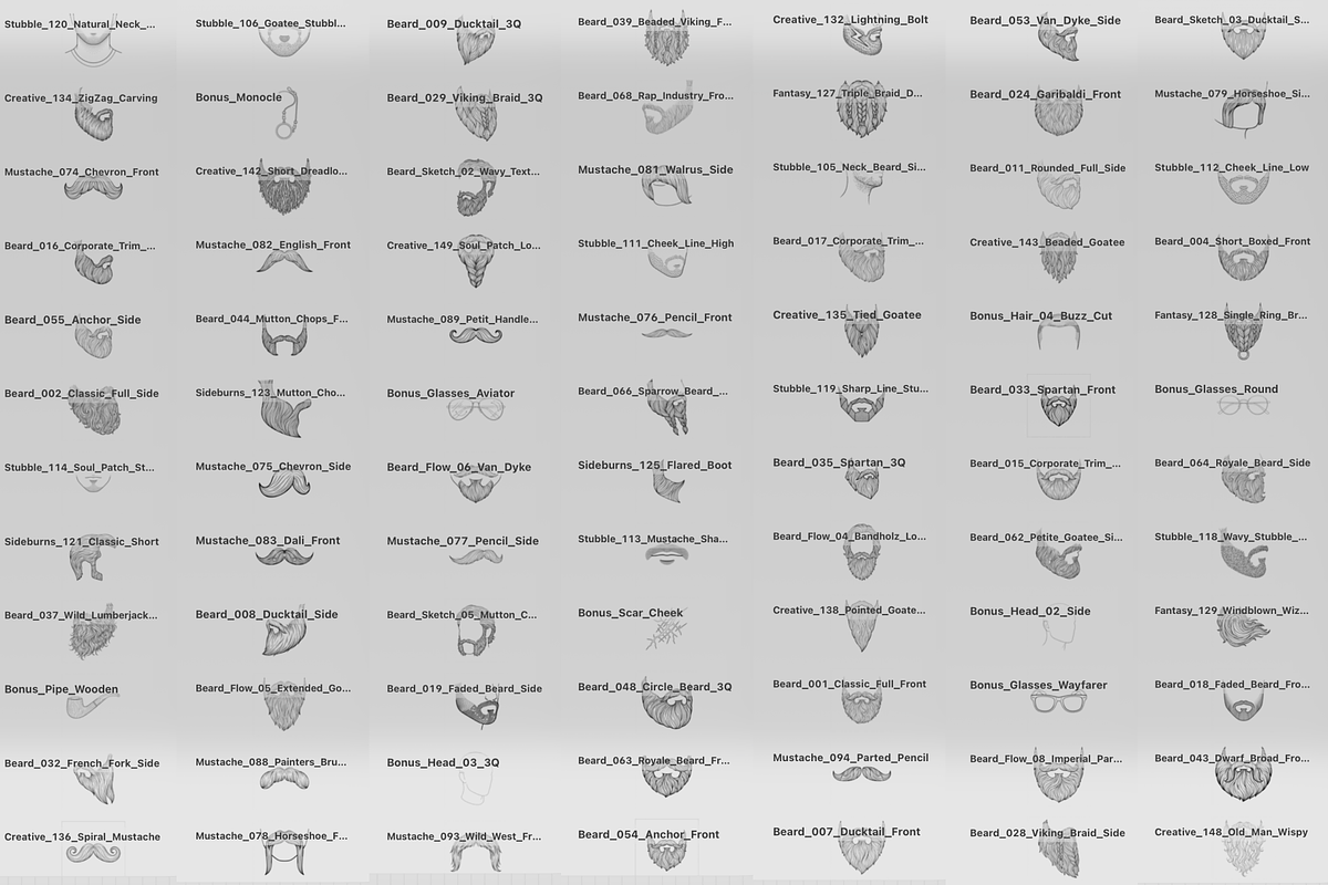 150 Beard & Mustache Procreate Stamp, a Brush Add-On by Selentaori Studio (Photo 2 of 12)