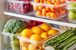 Fresh produce in clear containers, a Food & Drink Photo by AlyaAnd