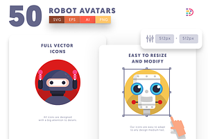 50 Robot Avatar Icons