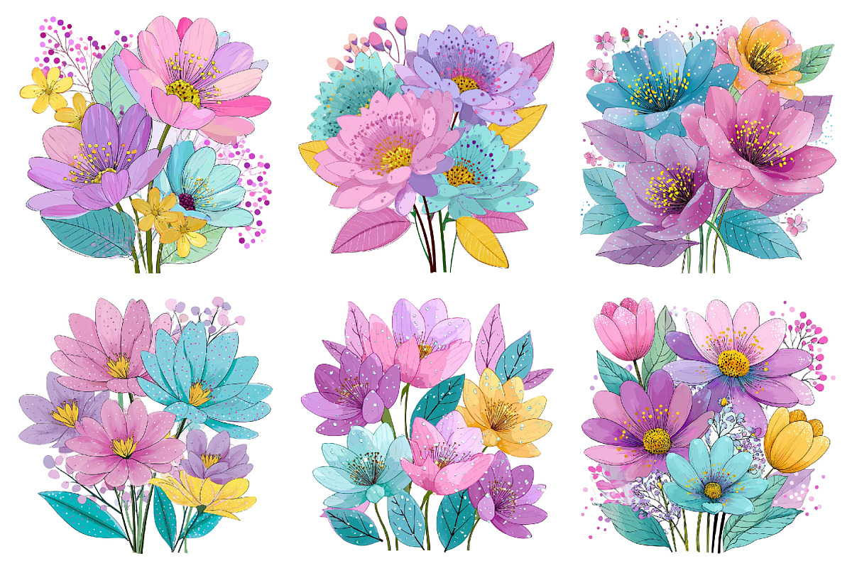 Whimsical Spring Flowers Clipart, an Illustration by Dream Creation (Photo 4 of 5)