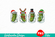 Funny Christmas Pickle Png, an Illustration by Watercolor design (Thumbnail 1 of 3)