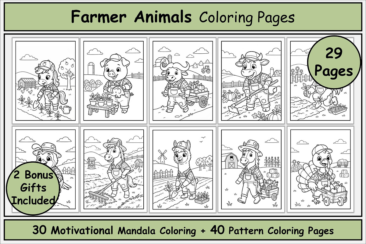 Farmer Animal Coloring Book for Kids, an Animal Illustration by Lamia Emad (Photo 1 of 5)