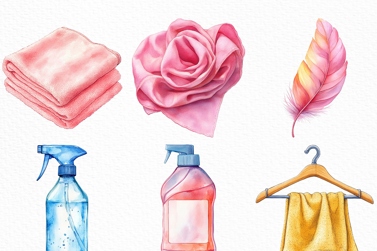 Watercolor Cleaning Clipart, an Illustration by Craft Nest (Photo 2 of 6)