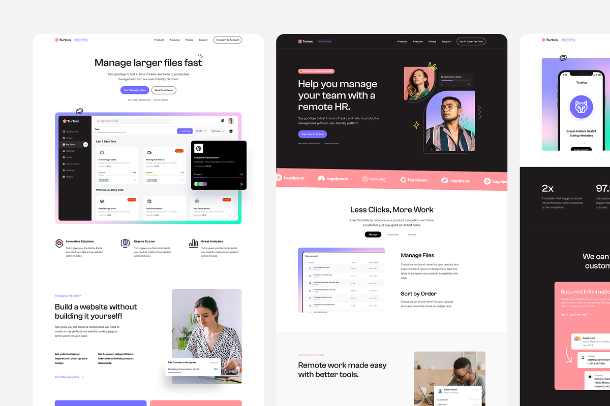 Turbox: Multi-Layout SaaS Figma, an UI Kit Template by FinestDevs (Photo 4 of 6)