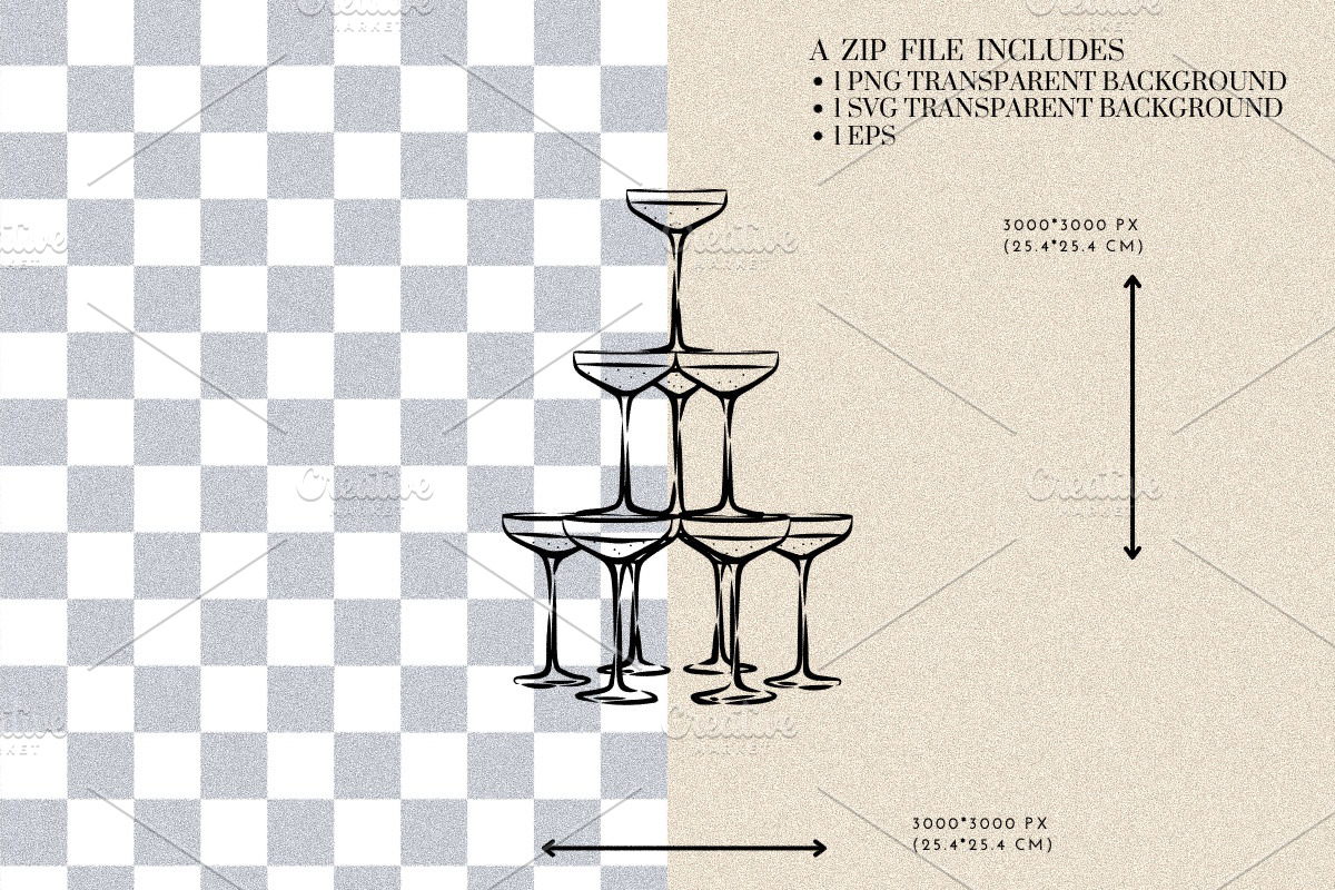 Champagne Glass Tower, a Food Illustration by CraftingOnSunday (Photo 2 of 3)