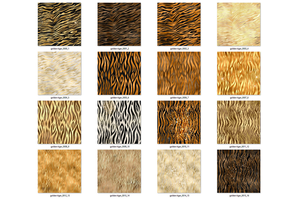 Golden Tiger Digital Paper, a Pattern Graphic by Digital Curio