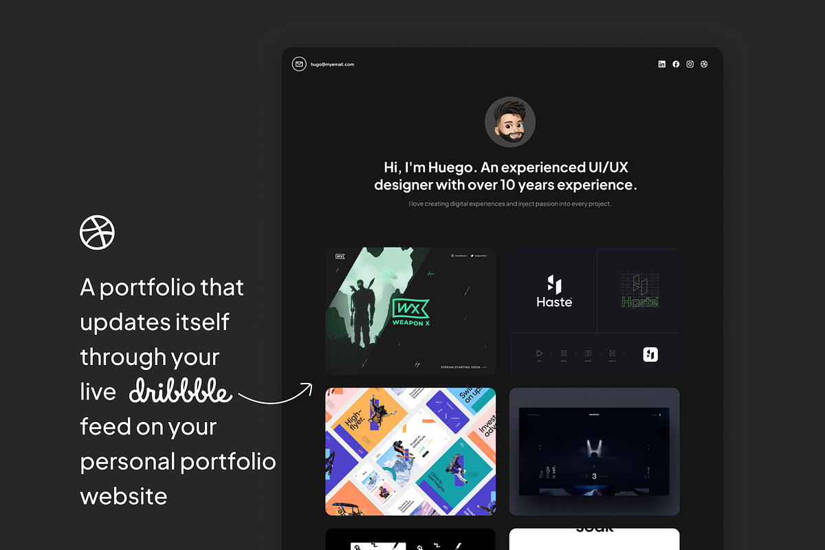 Dribbble feed portfolio website, a HTML Template by Omnify (Photo 2 of 4)