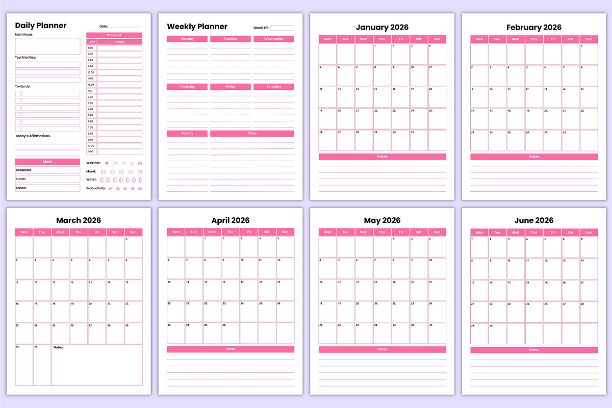 2026 That Girl Journal Bundle Canva, a Stationery Template by Mustafiz (Photo 4 of 12)